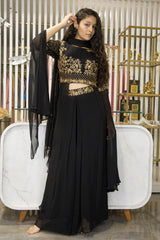 RFSS1102 - Designer Party wear suit with heavy embroidery and stylish sleevs. Comes with sharara and Dupatta