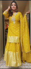 RFSS1604 - Beautiful soft chanderi Brocade attached gown with dupatta.