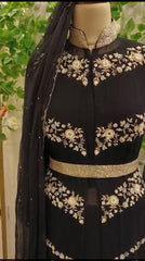 RFSS1615 -Heavy party wear suit with cutdana work jacket. comes with handwork belt.