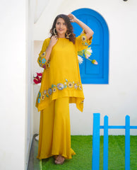 RFSS1717 - Stylish Partywear Sharara and kurta in Soft Silk Organza. Comes with Spaghetti inner.