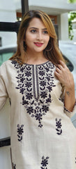 RFSS1833 - Thread Embroidered Cotton Summer Kurti