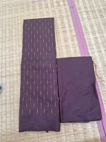 KSS324 Semi Silk Arani Pattu Saree w/ Stitched Blouse In Brown. Fall Peco done. Stitched blouse size: 38 to 46.