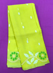 KKT131 PURE MATKA SILK JAMDANI SAREE IN LEMON YELLOW WITH WHITE THREAD WORK