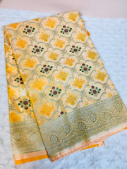 BKS 008 - Mashru Silk Banarasi saree with Gold Zari work. Comes with Unstitched Blouse.