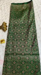 BSK106 - Heavy Banarasi Jamewar Silk Saree in Red with Green Threadwork.