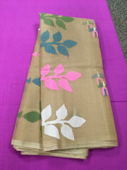 KKT129 PURE MATKA SILK JAMDANI SAREE IN BEIGE WITH MULTICOLOR THREAD WORK