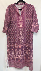 RFSS913 - Full Suit in Purple in Printed Hakoba. Comes with Pants and Dupatta