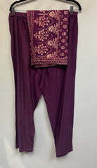 RFSS913 - Full Suit in Purple in Printed Hakoba. Comes with Pants and Dupatta