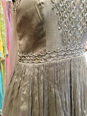 RFSS1713 - Heavy Partywear dresss in Steel Grey. Comes with stylish skirt, crop top, and Necklace Dupatta