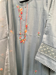 PNK006- Light blue suit with embroidery.