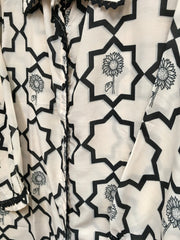 RBD045- Pure muslin geometrical print co-ord in black and white suit.