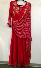 RFSS1523 - Beautiful Hand Embroidered Bandhani Stylish Gown DRYWASHONLY