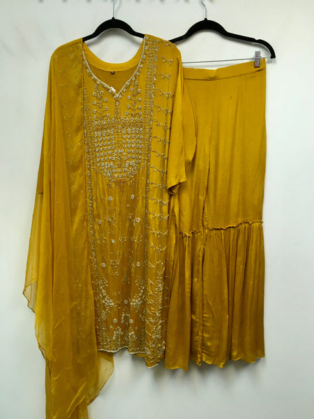 PNK011- Yellow gharara suit.