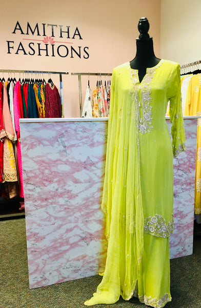 RFSS1649- Limegreen partywear gown.