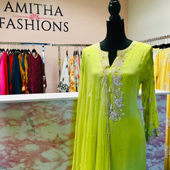 RFSS1649- Limegreen partywear gown.