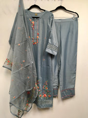 PNK006- Light blue suit with embroidery.