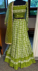 AFL1058-Georgette Lehenga in Green comes with embroidery work and with Net Dupatta. Also Comes with a matching stitched blouse .