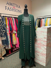 RFSS1657- Stylish indo-western chiffon embroidery  inner top with detachable embroidered jacket and palazzo