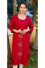 RFSS1312 - Pure Muslin Silk Kurta With Cut-dana Embroidery