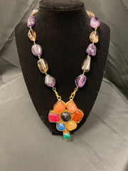 JP179 - Semi-precious stone Necklace with Pendant