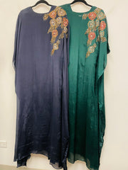 RFSS1027 - Indo Western Heavy Embroidered Kaftan in Chinnon. Comes with Short lining and Palazzo