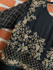 RFSS1102 - Designer Party wear suit with heavy embroidery and stylish sleevs. Comes with sharara and Dupatta