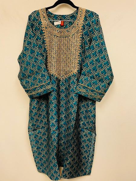 RFSS648 - Indigo Blue Kurta with Heavy Embroidery on Yoke