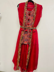 RFSS659 - Party Wear Chiffon Lehenga with Heavy SequinWork Peplum Top. Also comes with Emroidered Jacket and Belt