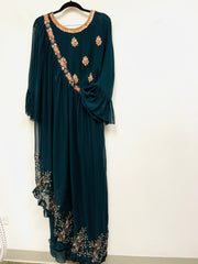 RFSS809 - Pure Chiffon Party Wear Gown with Embroidery. Comes with Pure Chiffon Embroidered Cape.