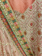 VSS124 - Pure Chiffon Suit in Light Pink with Heavy Embroidery. Comes with Straight Pants and Heavy Embroidered Dupatta