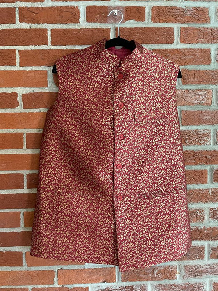 MWJ101 - Semi-Tusser Banarasi Jacket in Maroon