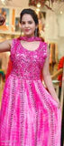 RFSS1348 - Party Wear Gown In Pink With Real Mirror Embroidery. Comes With Necklace Dupatta