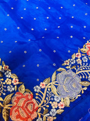 AK007 -Silk organza saree with parsi work embroidery. Comes with stitched blouse size 38, can be altered to size 42