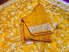 AK006 -Silk organza saree with all over jaal embroidery. Comes with stitched blouse size 38, can be altered to size 42