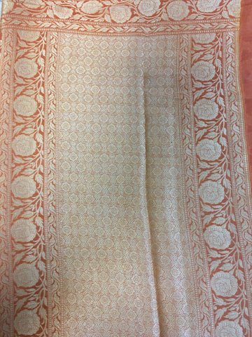 BNM104 - Pure Khaddi Banarasi Chiffon saree with Minakari Zari jaal work. Comes with Stitiched Blouse.