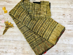 KSP201 - Handwoven ketia cotton saree. Comes with stitched blouse size 38,can be altered to 42