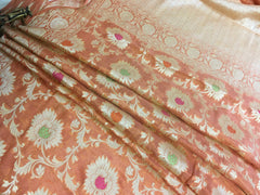 BNM104 - Pure Khaddi Banarasi Chiffon saree with Minakari Zari jaal work. Comes with Stitiched Blouse.