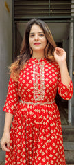 RFSS1221 - Heavy Rayon Gown with Embrodiery on Yoke. Comes with Belt