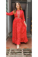 RFSS1221 - Heavy Rayon Gown with Embrodiery on Yoke. Comes with Belt