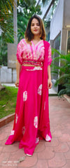 RFSS1226 - Shibori Print Crop Top with Batik Print skirt in Muslin. Comes with Chiffon Dupatta