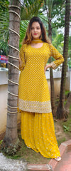 RFSS1234 - Foil Mirror Kurta in Chiffon. Comes with Chiffon Sharara and Dupatta