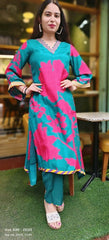 RFSS1606 - Styilsh Muslin floral V-neck with flare sleeves kurta pant.