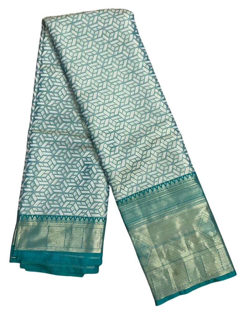 Buy Latest New Soft lichi Silk Saree Silver Zari Design With Heavy Jaquard  Border With Blouse for Woman (Firozi-Blue) at Amazon.in