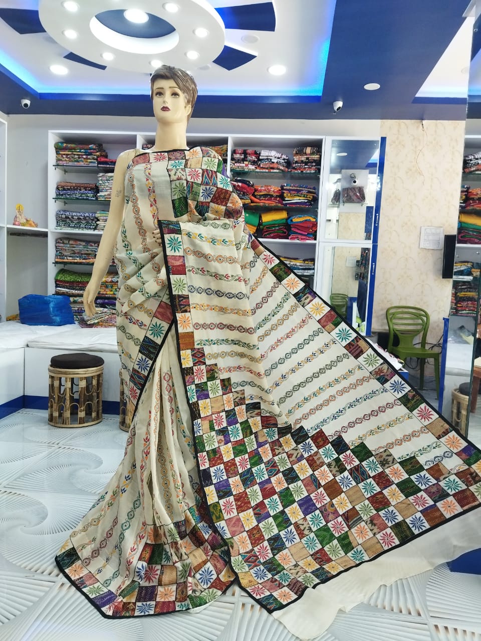 cotton-silk patch work saree | Udd studio