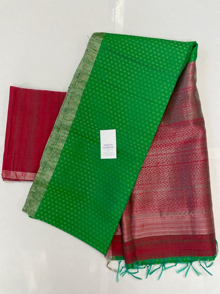 Banglori Handloom raw silk saree with rich waving pallu 19679N – Griiham